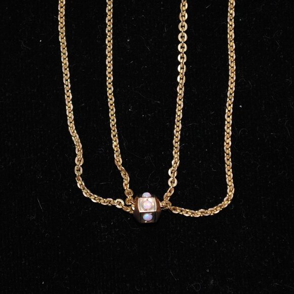 Antique 25" Victorian Opal Sliding Pendant on a Gold-Filled Guard Chain Necklace - Picture 8 of 15